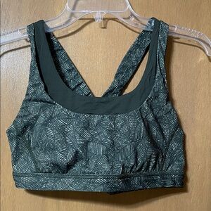 lululemon athletica Dark Green Leaf-Print Sports Bra